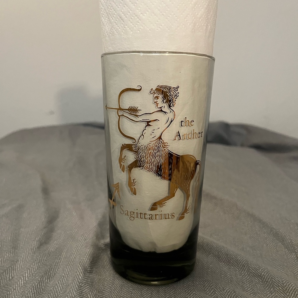 Sagittarius “The Archer” Smoky Zodiac Federal Glass Highball Tumbler | 5.5”
